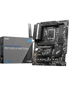 MSI PRO Z690-A WIFI DDR4 Motherboard ATX - Supports Intel Core 12th Gen Processors, LGA 1700 - 14 Duet Rail 55A VRM, Memory Boost (DDR4-5200MHz/OC), 1x PCIe 5.0 x16, 3 x M.2, HDMI, 2.5G LAN, Wi-Fi 6