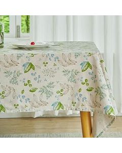Wracra Vibrant Leaves Tablecloth Cotton Linen 140×140cm Table Cloth Square Indoor Outdoor Table Cover Suitable for Party,Picnic,Dining,Garden(Square 140×140cm)