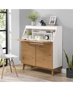 Cherry Tree Furniture Ernest Writing Bureau in White & Oak Colour
