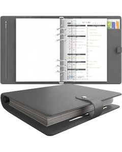 LUX PRO A5 - Daily Planner & appointment diary 2023 - Gratitude journal, wellness journal & Undated weekly planners and organisers - Desk journals for women & men - LUX Productivity (Fossil Grey))