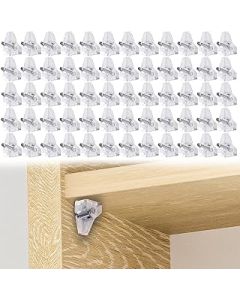 60PCS Cupboard Shelf Pegs Durable Shelf Support Pegs Iron Core Feature High Load Capacity Plastic Transparent 5MM Shelf Pins Easy Installation for Kitchen Glass Shelves Cabinet Bookcase
