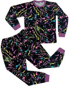 Girls Boys Colour Tie Dye Splash Pyjamas Cosplay Sleepwear Children PJs 2 Piece Set Lounge Suit for Children Unisex Top Bottom Pyjamas Loungewear Dress Up Costume Gifts for Girls & Boys