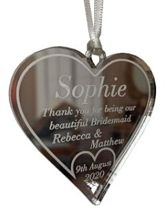 Personalised Bridesmaids Gifts Thank You for being our Bridesmaid Wedding Bridal Party Keepsake 5 Colours Options (Love Heart)