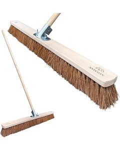 Newman and Cole 36” Wide Broom Indoor or Outdoor, Extra-Large Heavy Duty Broom Sweeping Brush for Warehouse Floors and Large Flat Surfaces (36” Natural Coco Soft Bristle Broom Complete with Handle)