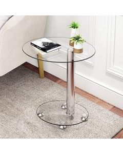 Sofa Side Table,Glass End Table Bedside Table for Living room,Bedroom