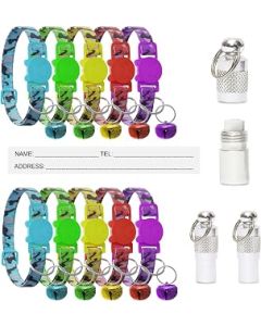 SKYRAISE Cat Collar with Bells 10pcs, 7.5”-12.5'' Adjustable Kitten Collar with Breakaway Buckle, Safety Cat Collars with 2x Anti-lost Name Tags for Small Pets Comes in 5 Vibrant Colors