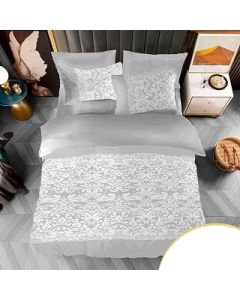 Boomerangg Luxury Duvet - Quilt Cover sets with Pillow Case Super Soft - Polycotton - Printed Design (Grey Botanic, Double)
