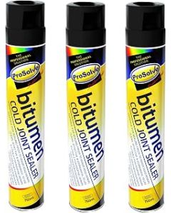 PACK OF 3 Prosolve Bitumen Cold Joint Sealer Aerosol 750ml adhesive tack coat Tarmac & Gutter Sealer