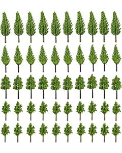 CYH 50 Pcs Mixed Model Trees, Landscape Model Diorama Trees Mixed, Miniature Architectural Landscape Model Railway Trees Natural Green for DIY Model Train Scenery Landscape