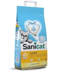 Sanicat - Classic Fragrance-Free cat litter | Fast absorption | product for your pet’s hygiene | No dust | Keep Your Home Clean | 10L capacity