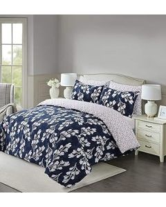 Cotton Connection Duvet Cover Set Easy Care Reversible Printed Polycotton Bedding Double Bed Set Size Duvet Cover Sets (Spring Blue, Double)