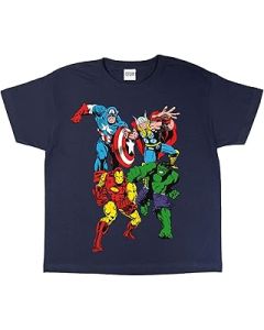Marvel Comics Classic Characters T-Shirt, Kids, 2-13 Years, Navy, Official Merchandise