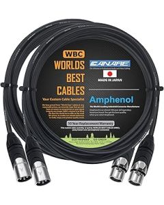 2 Units - 4 Meter - Canare L-4E6S, Star Quad Balanced Male to Female Microphone Cables with Amphenol AX3M & AX3F Silver XLR Connectors - Custom Made by WORLDS BEST CABLES