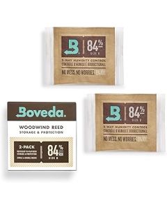 Boveda 84% Two-Way Humidity Control Packs for Woodwind Reeds – Size 8 – 2 Pack – Moisture Absorbers – Protects Against Drying & Spliting – Individually Wrapped Reed Humidifiers for Day-of Performance