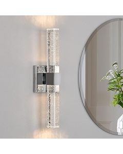 Epinl Bathroom Sconce Wall Lighting - LED Modern Wall Sconce Light Chrome Crystal Bathroom Vanity Light Fixture 3000K Vertical and Horizontal Wall Mounted Sconce for Bedroom Living Room
