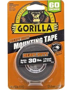 Gorilla - Heavy Duty Double Sided Mounting Tape, Weatherproof, 1" x 60", Black, (Pack of 1)