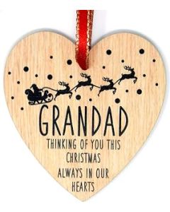 Grandad Thinking Of You This Christmas Always In Our Hearts Memory Christmas Bauble Oak Effect Memorial Tree Decoration