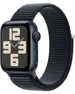 Apple Watch SE (2nd Gen, 2023) [GPS 40mm] Smartwatch with Midnight Aluminum Case with Midnight Sport Loop One Size (Fits Most)