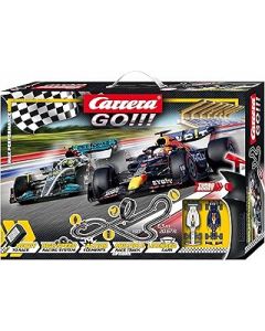 Carrera GO 20062548UK Max Performance - GO 2022 F1 Slot Racing Track With UK Plug, For Children From 6 Years And Adults,1:43 Scale, 6.3 Metres, With Lewis Hamilton, No44 & Max Verstappen, No1