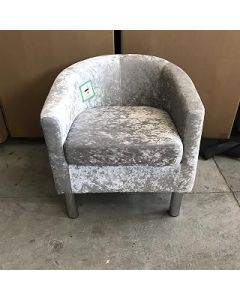 Velvet Tub Chairs, Silver Metal Legs Armchair Sofa With Soft Velvet Fabric, Occasional Chairs for Bedroom, Dining Room, Living Room and Cafe (Gray)