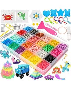 Chennyfun Water Fuse Beads Set, 24 Colors Water Spray Beads Set, 3000 PCS Beads Refill Compatible Beads, DIY Water Sticky Beads Frozen for Hand Making Puzzle Educational Toys for Kids Beginner Gift