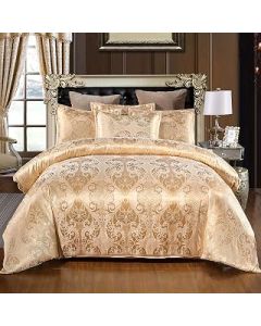 TEALP Damask Bedding King Duvet Cover Set Gold Duvet Quilt Cover with 2 Matching Pillow Cases(220 * 230, King)…